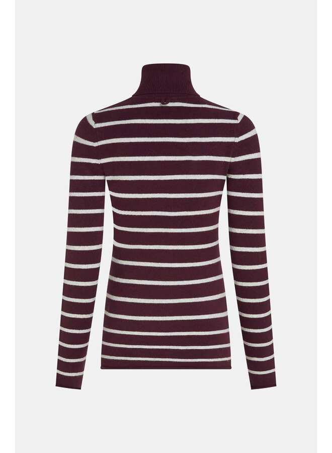W26B435 351-83m Penn en Ink Jumper stripe aubergine grey mel.
