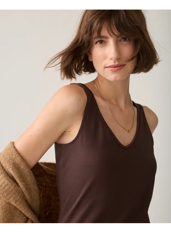 3s5244-30366 754 Summum Reversible top Organic cotton elastane basic Dark Chocolate