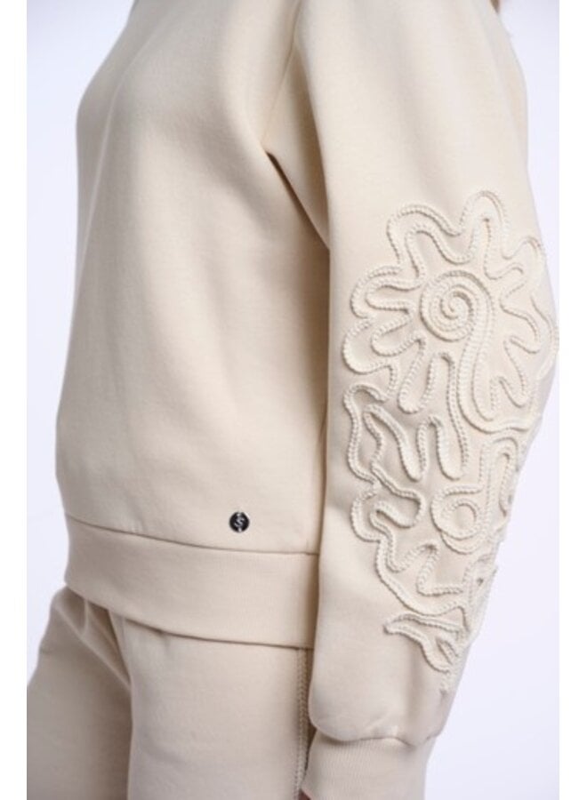 Manar 7002612 Rino & Pelle Crew neck sweater with applicated sleeves Off white