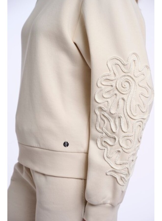 Manar.7002612 Rino en Pelle Crew neck sweater with applicated sleeves Off white