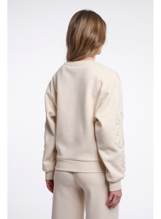 Manar.7002612 Rino en Pelle Crew neck sweater with applicated sleeves Off white