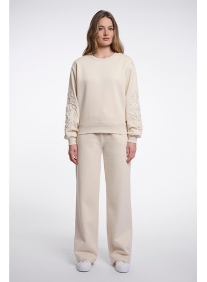 Manar.7002612 Rino en Pelle Crew neck sweater with applicated sleeves Off white