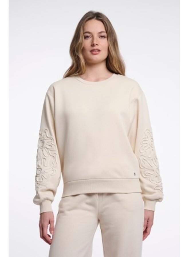 Manar.7002612 Rino en Pelle Crew neck sweater with applicated sleeves Off white