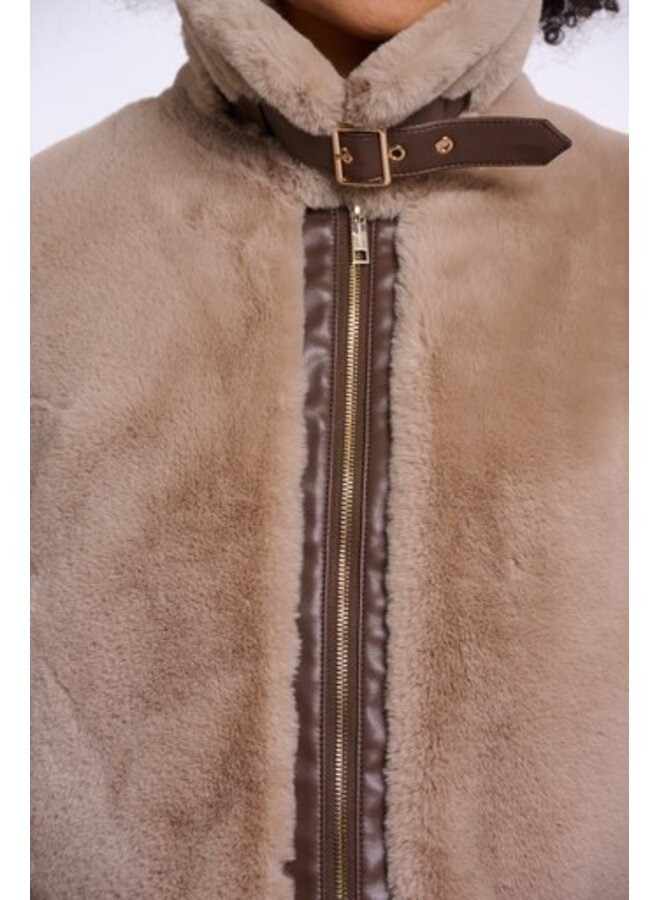 Lambra.7002612 Rino en Pelle Short faux fur jacket Oat