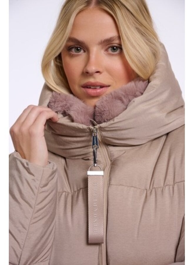 Joni.7002612 Rino en Pelle Padded jacket with detachable collar Mocha latte