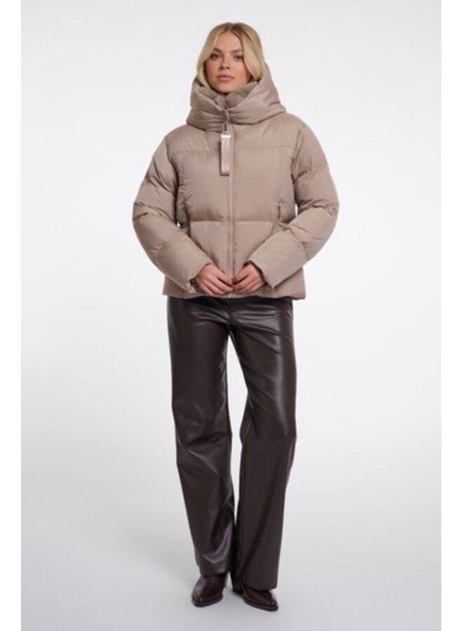 Joni.7002612 Rino en Pelle Padded jacket with detachable collar Mocha latte