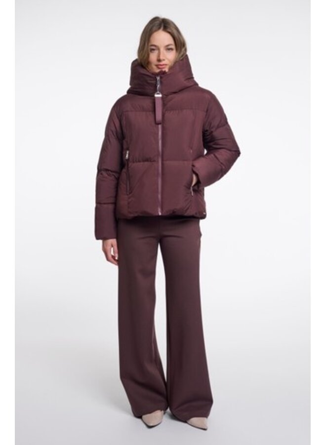 Joni.7002612 Rino en Pelle Padded jacket with detachable collar Fudge cloak