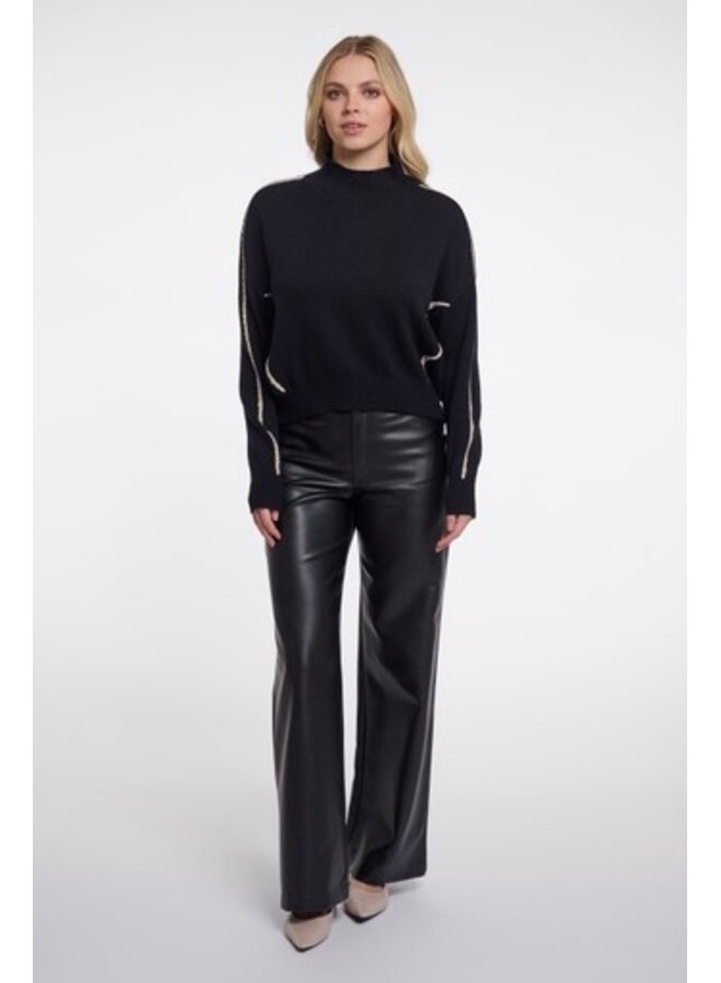 Firuze.5002612 Rino en Pelle Turtleneck pullover with braided details Black