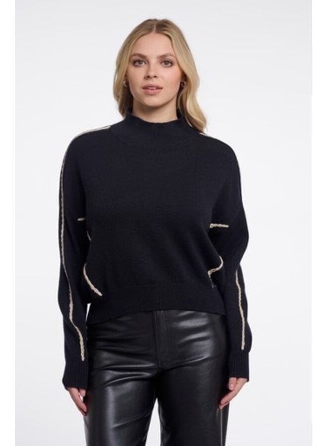 Firuze 5002612 Rino & Pelle Turtleneck pullover with braided details Black