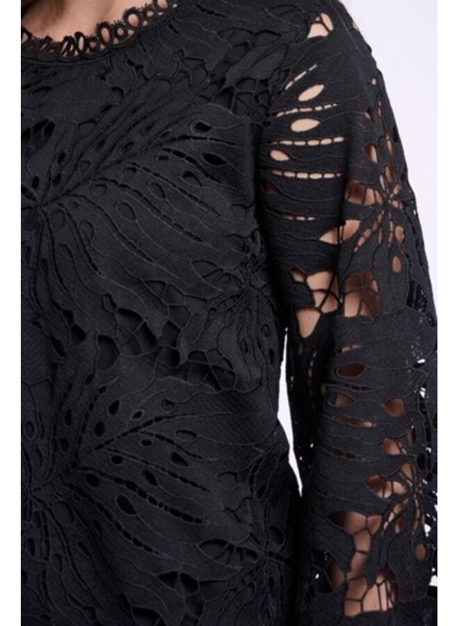 Rodiana.7002611 Rino en Pelle Blouse with balloon sleeves Black