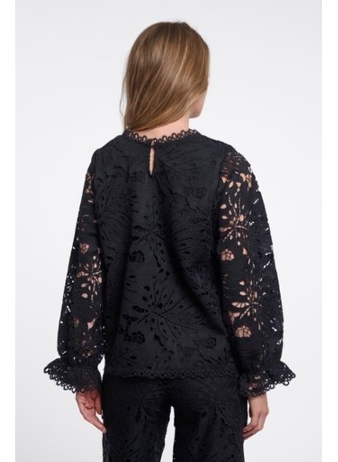 Rodiana.7002611 Rino en Pelle Blouse with balloon sleeves Black