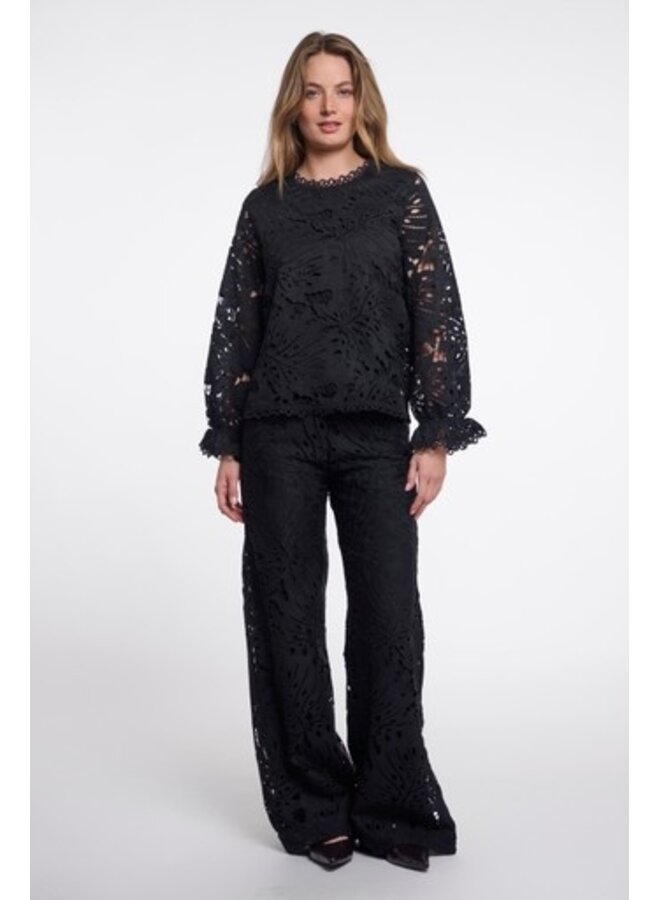 Rodiana.7002611 Rino en Pelle Blouse with balloon sleeves Black