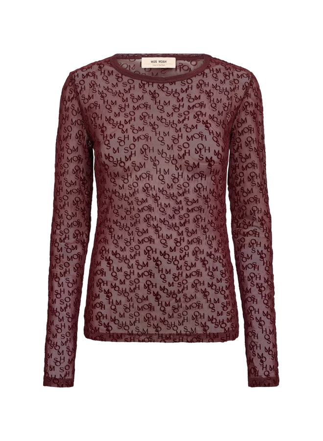 176020 278 MosMosh MMLoretta Mono Mesh Blouse Port Royale