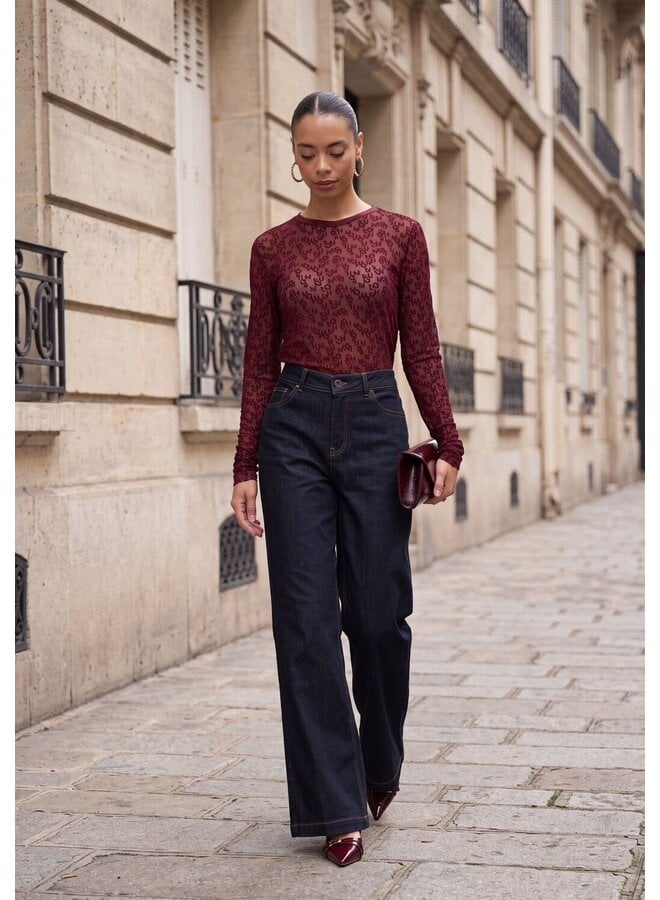 176020 278 Mos Mosh MM Loretta Mono Mesh Blouse Port Royale