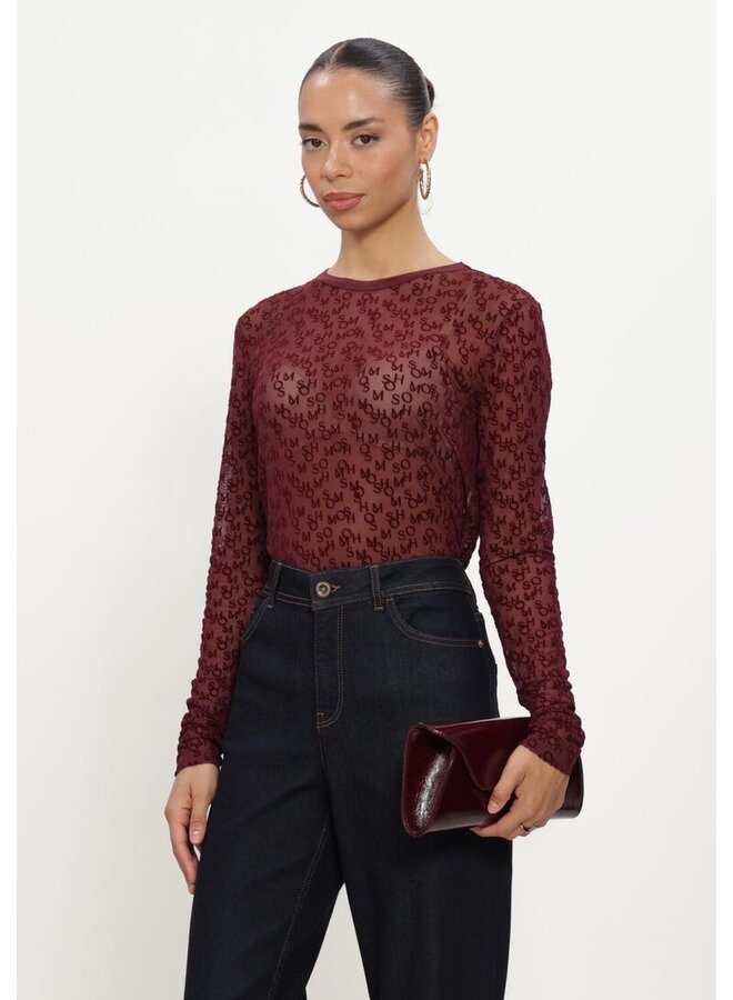 176020 278 MosMosh MMLoretta Mono Mesh Blouse Port Royale