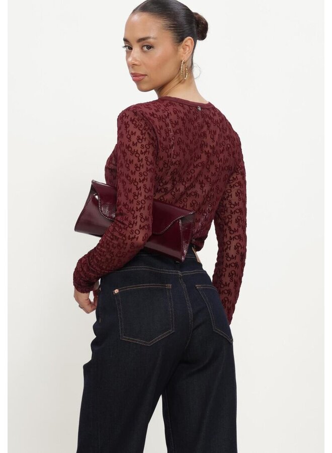 176020 278 MosMosh MMLoretta Mono Mesh Blouse Port Royale