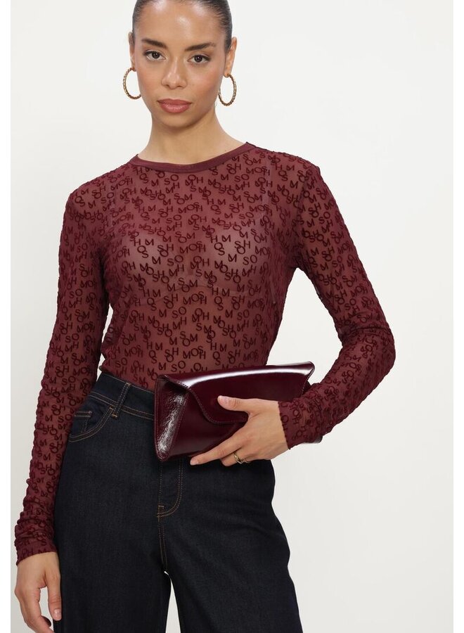176020 278 MosMosh MMLoretta Mono Mesh Blouse Port Royale