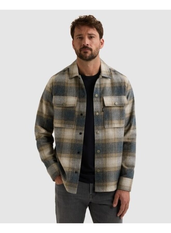 VSI2608212 5356 Vanguard Long sleeve shirt Check Brushed Mouline China Blue