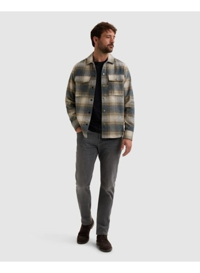 VSI2608212 5356 Vanguard Long sleeve shirt Check Brushed Mouline China Blue