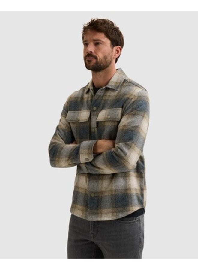 VSI2608212 5356 Vanguard Long sleeve shirt Check Brushed Mouline China Blue