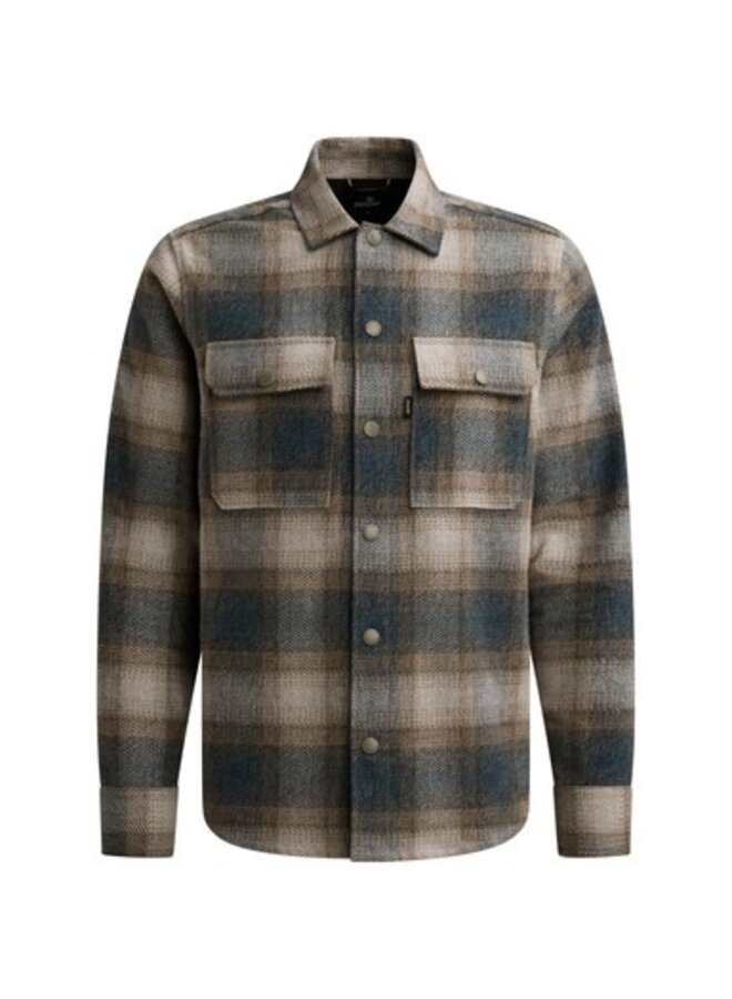 VSI2608212 5356 Vanguard Long sleeve shirt Check Brushed Mouline China Blue