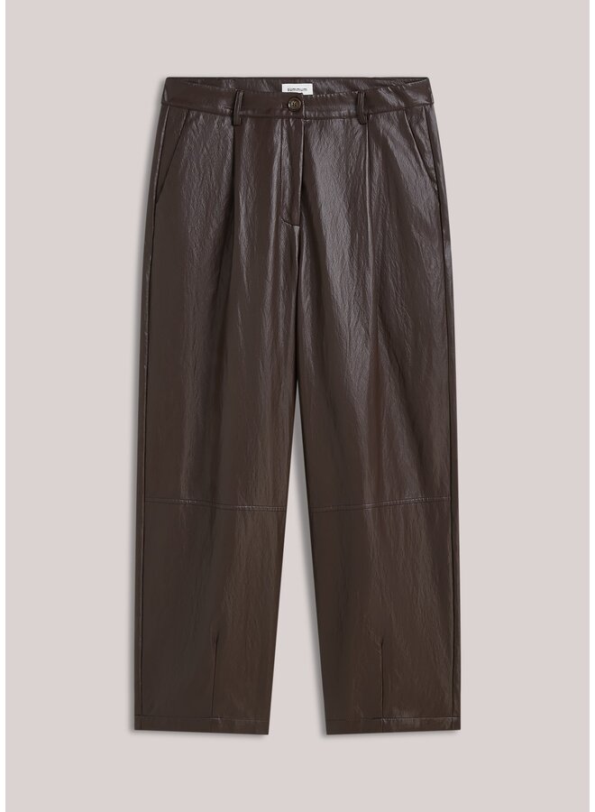 4s3043-12526 754 Summum Balloon trouser Soft faux leather  Dark chocolate