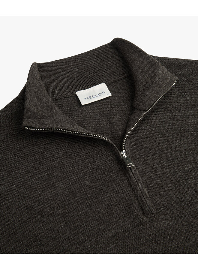 PP2J00014C Profuomo pullover half zip dark brown