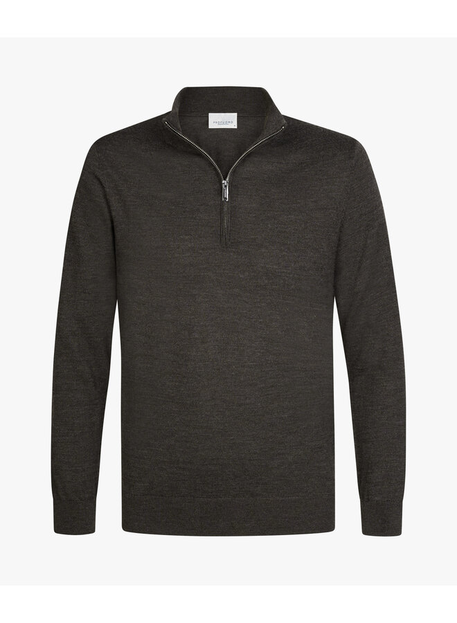 PP2J00014C Profuomo pullover half zip dark brown