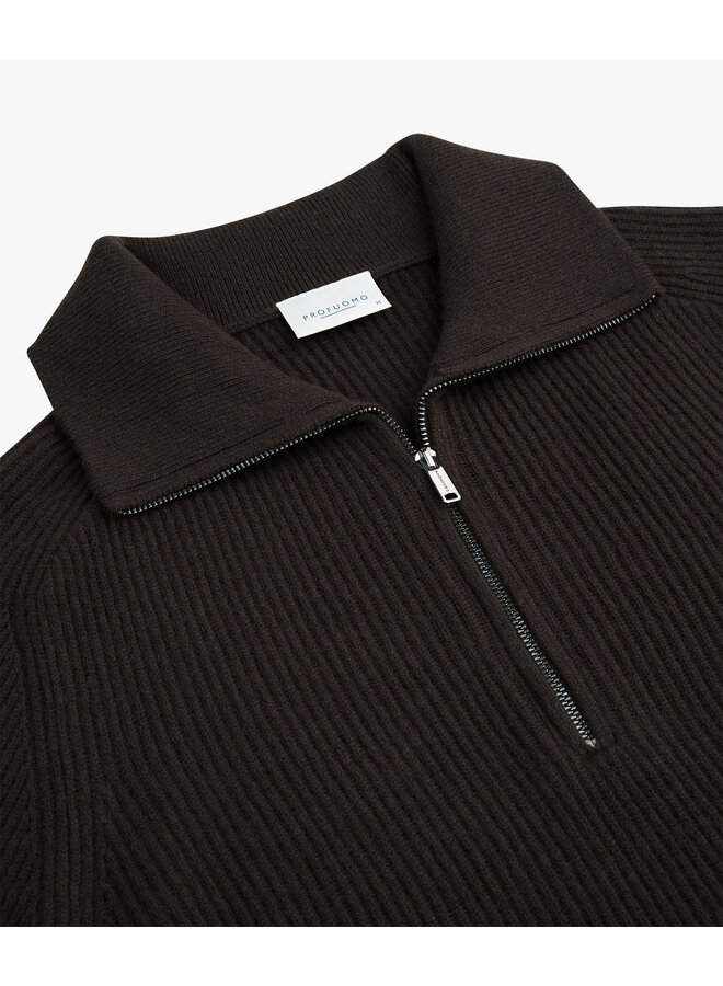 PPXJ30058F Profuomo pullover half zip dark brown