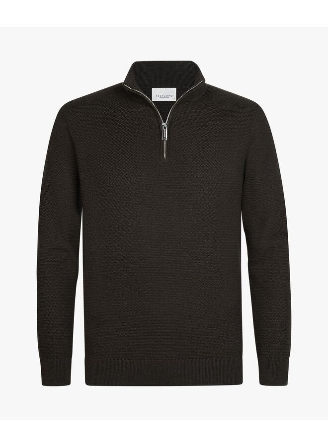 PPXJ30023D Profuomo pullover half zip dark brown