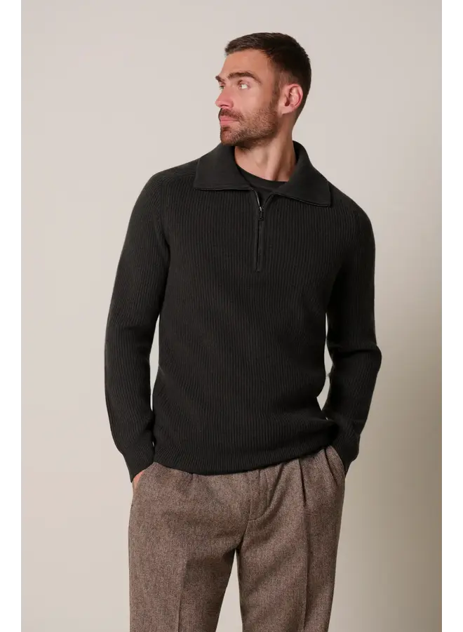 PPXJ30058F Profuomo pullover half zip dark brown
