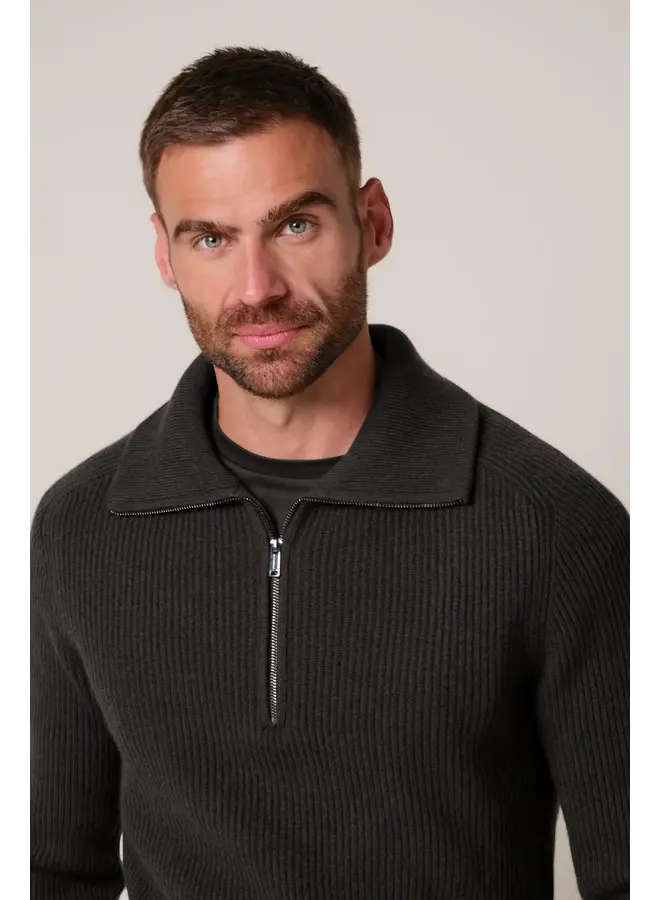 PPXJ30058F Profuomo pullover half zip dark brown