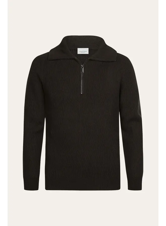PPXJ30058F Profuomo pullover half zip dark brown
