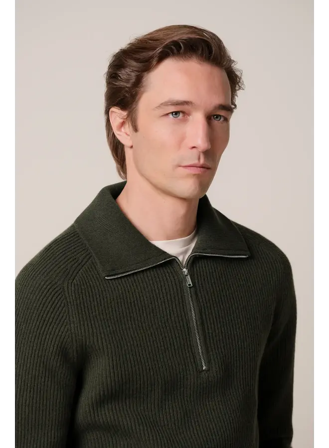 PPXJ30058E Profuomo pullover half zip dark green