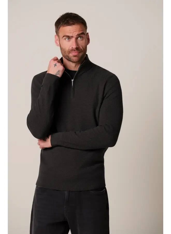 PPXJ30023D Profuomo pullover half zip dark brown