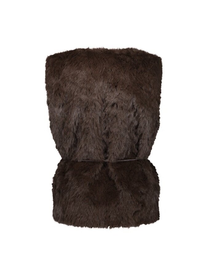 65536-70 785 Geisha Gilet im fur & belt dark brown