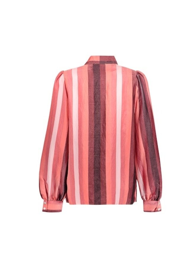 63584-32 420 Geisha Blouse stripes pink/coral/burgundy