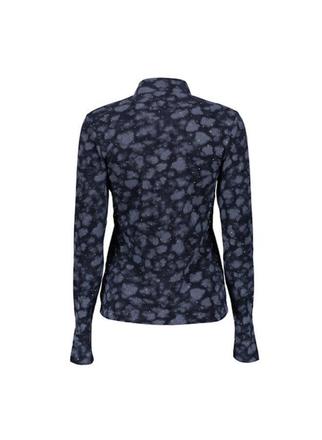 62585-14 685 Geisha Top turtle AOP rhinestones dark blue/silver