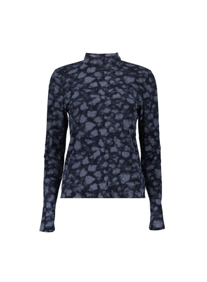 62585-14 685 Geisha Top turtle AOP rhinestones dark blue/silver