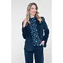 62585-14 685 Geisha Top turtle AOP rhinestones dark blue/silver