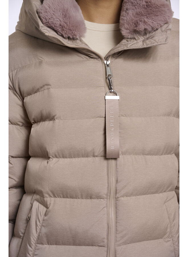 Hudson.7002612 Rino en Pelle Padded coat with detachable collar Mocha latte