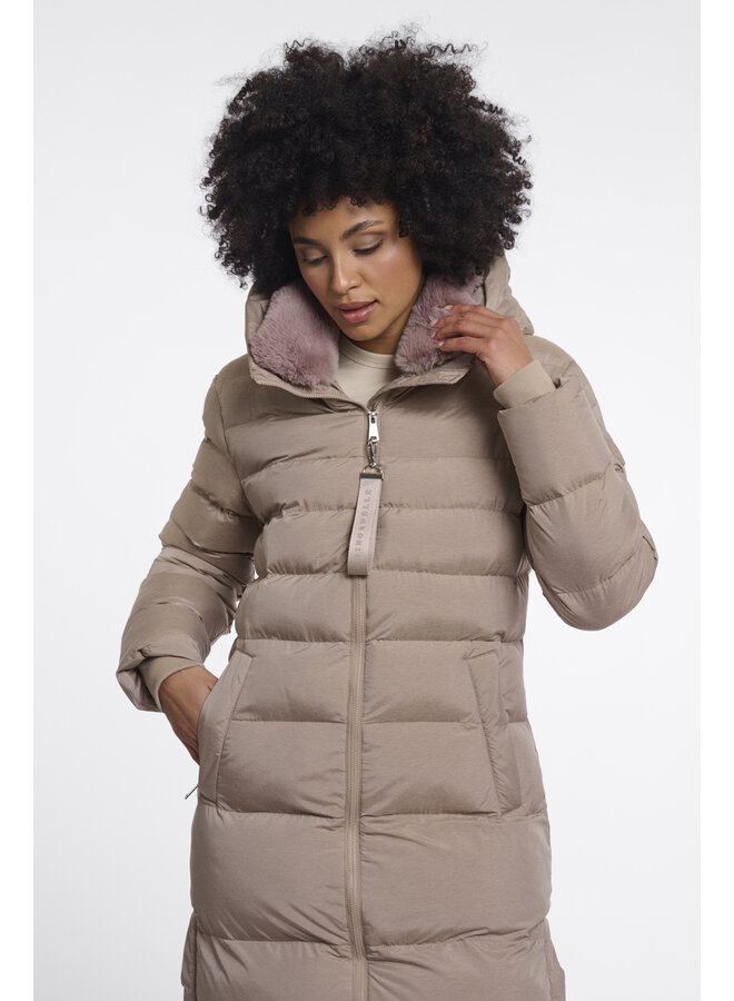 Hudson.7002612 Rino en Pelle Padded coat with detachable collar Mocha latte