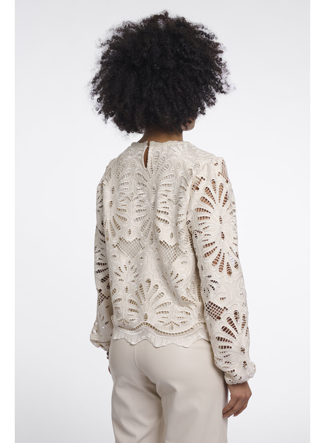 Jaike.7002611 Rino en Pelle Long balloon sleeve blouse Birch