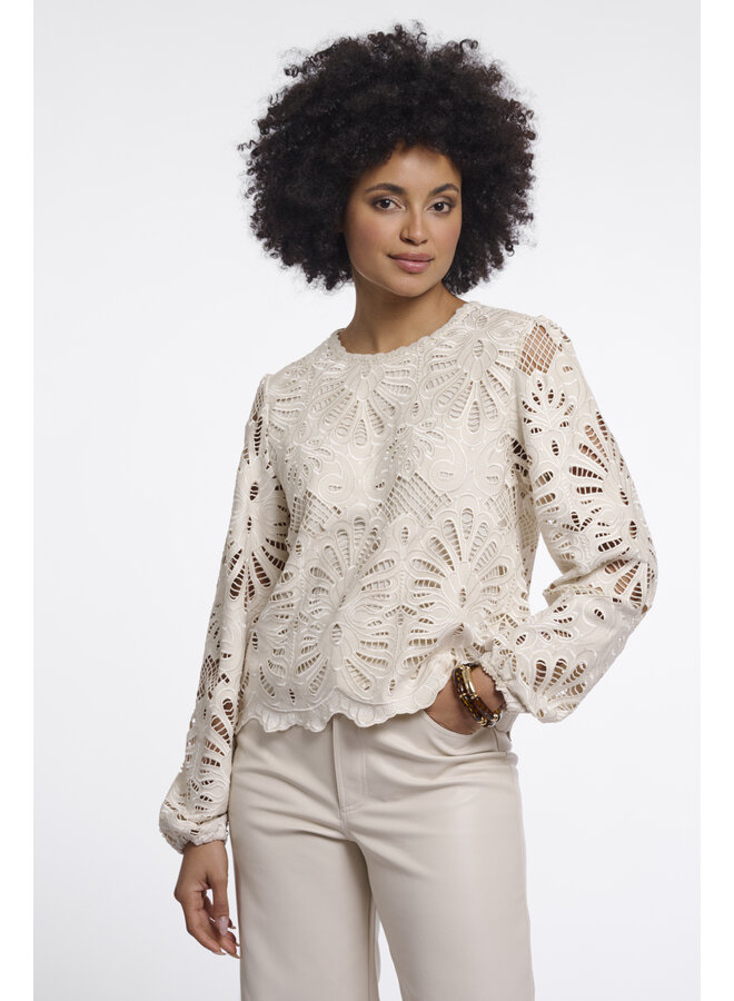 Jaike.7002611 Rino en Pelle Long balloon sleeve blouse Birch