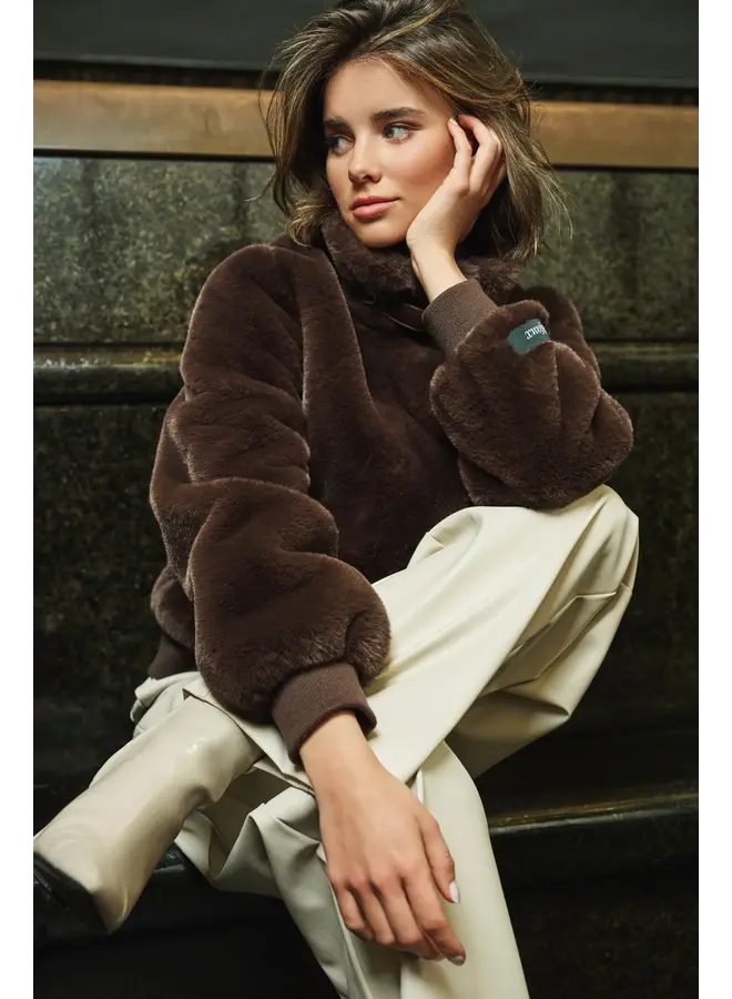 Ambra 7002611 Rino & Pelle Short faux fur jacket Coffee roast