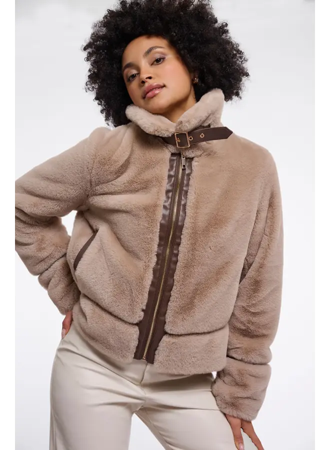 Lambra.7002612 Rino en Pelle Short faux fur jacket Oat