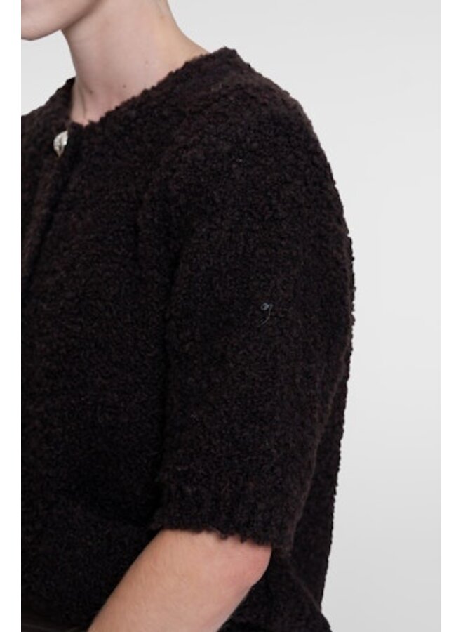 64552-70 785 Geisha Vest boucle short sleeves dark brown