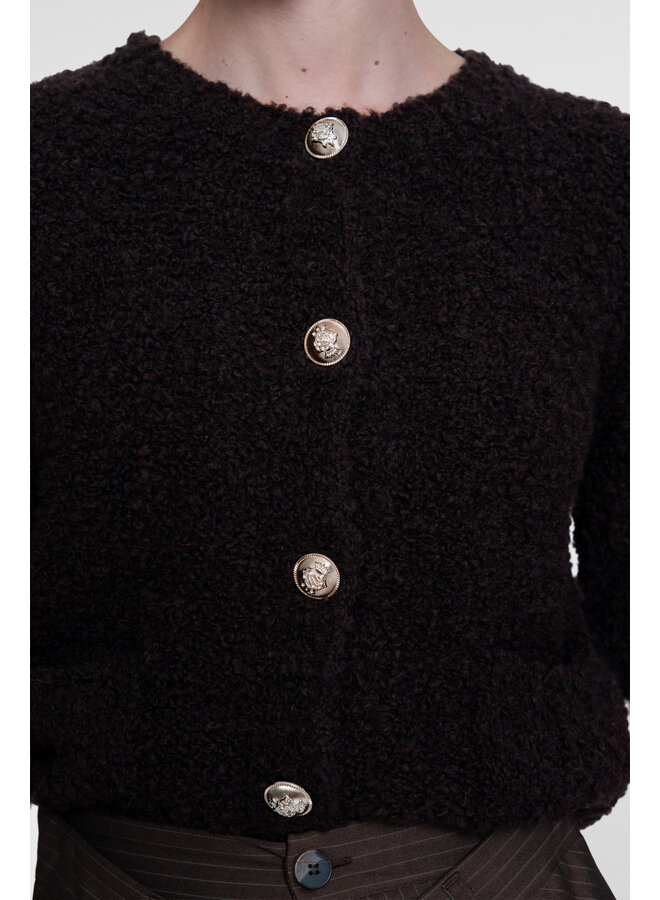64552-70 785 Geisha Vest boucle short sleeves dark brown