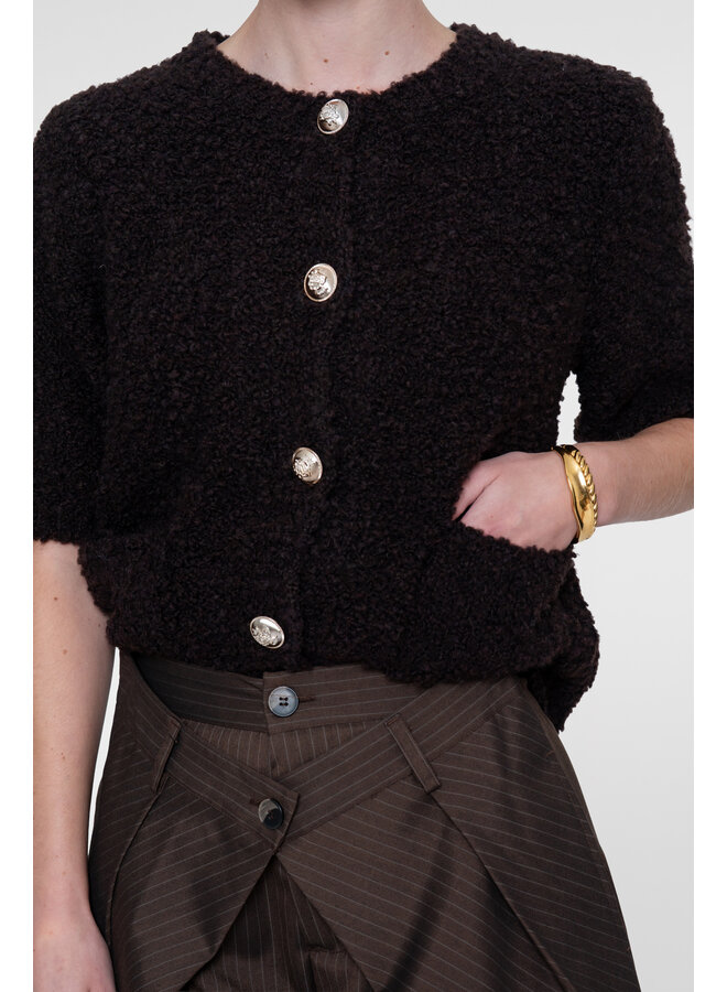 64552-70 785 Geisha Vest boucle short sleeves dark brown