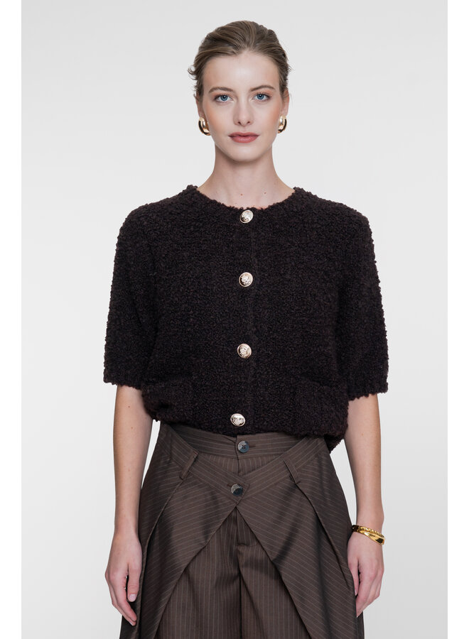 64552-70 785 Geisha Vest boucle short sleeves dark brown